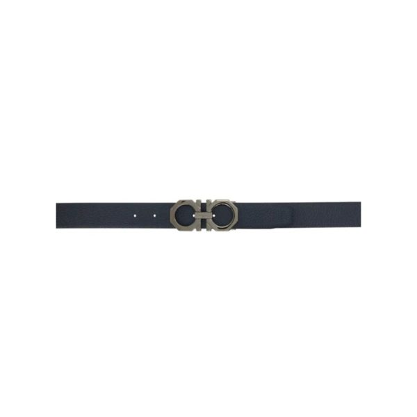 Ferragamo Reversible Navy and Black Gancini Belt Discount